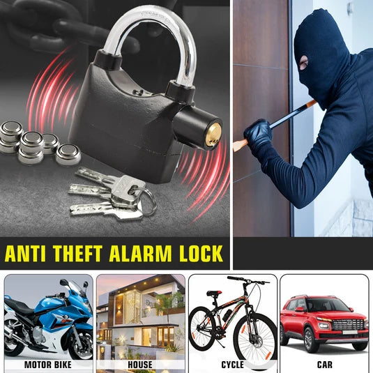 Anti-Theft Alarm Padlock – Smart Security Lock for Doors, Gates & Cabinets (Black)