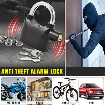 Anti-Theft Alarm Padlock – Smart Security Lock for Doors, Gates & Cabinets (Black)