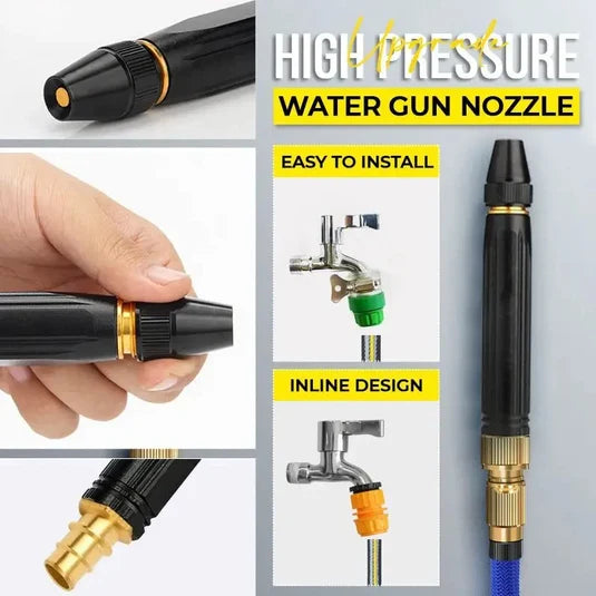 Adjustable Metal Water Spray Nozzle – Portable High-Pressure Sprayer for Home & Garden